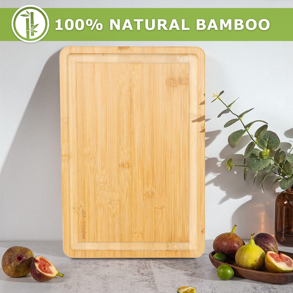 Extra Large Cutting Board, 17" Bamboo Cutting Boards for Kitchen with Juice Groove and Handles Kitchen Chopping Board for Meat Cheese board Heavy Duty Serving Tray, XL